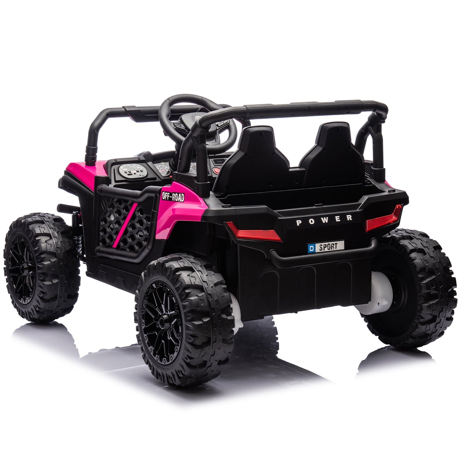 Track 7 24V Ride on UTV, Kids Ride on Car with Remote Control, Off-Road Electric UTV, 20" Large Seat, Bluetooth, LED Lights, Rear Storage, Early Education, Electric Car for Kids Age 3+, Pink