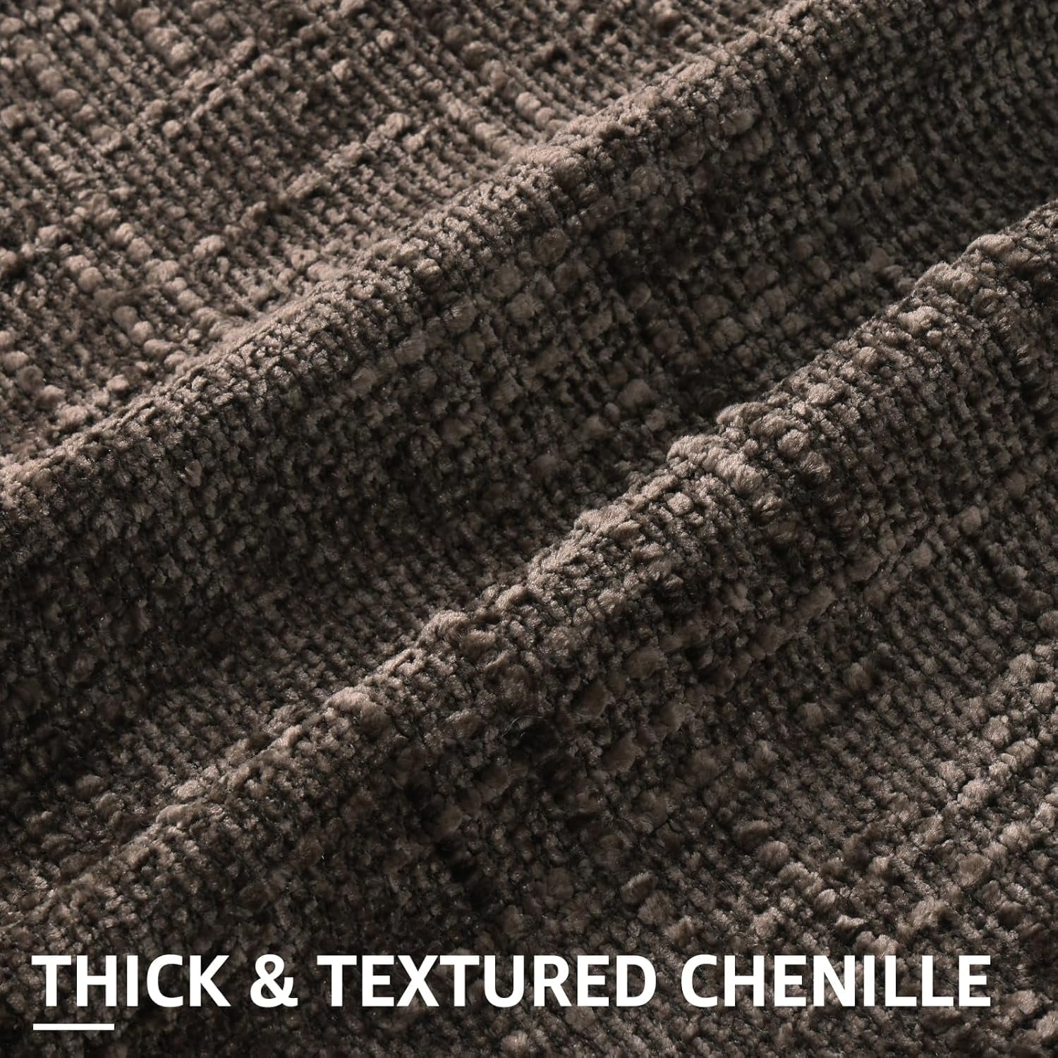 COOKCOK Chenille Throw Pillow Covers 18x18 Set of 2 Thick Textured Slubby Couch Pillow Covers Farmhouse Accent Modern Neutral Decorative Pillow Cases for Bed Sofa Living Room, Chocolate