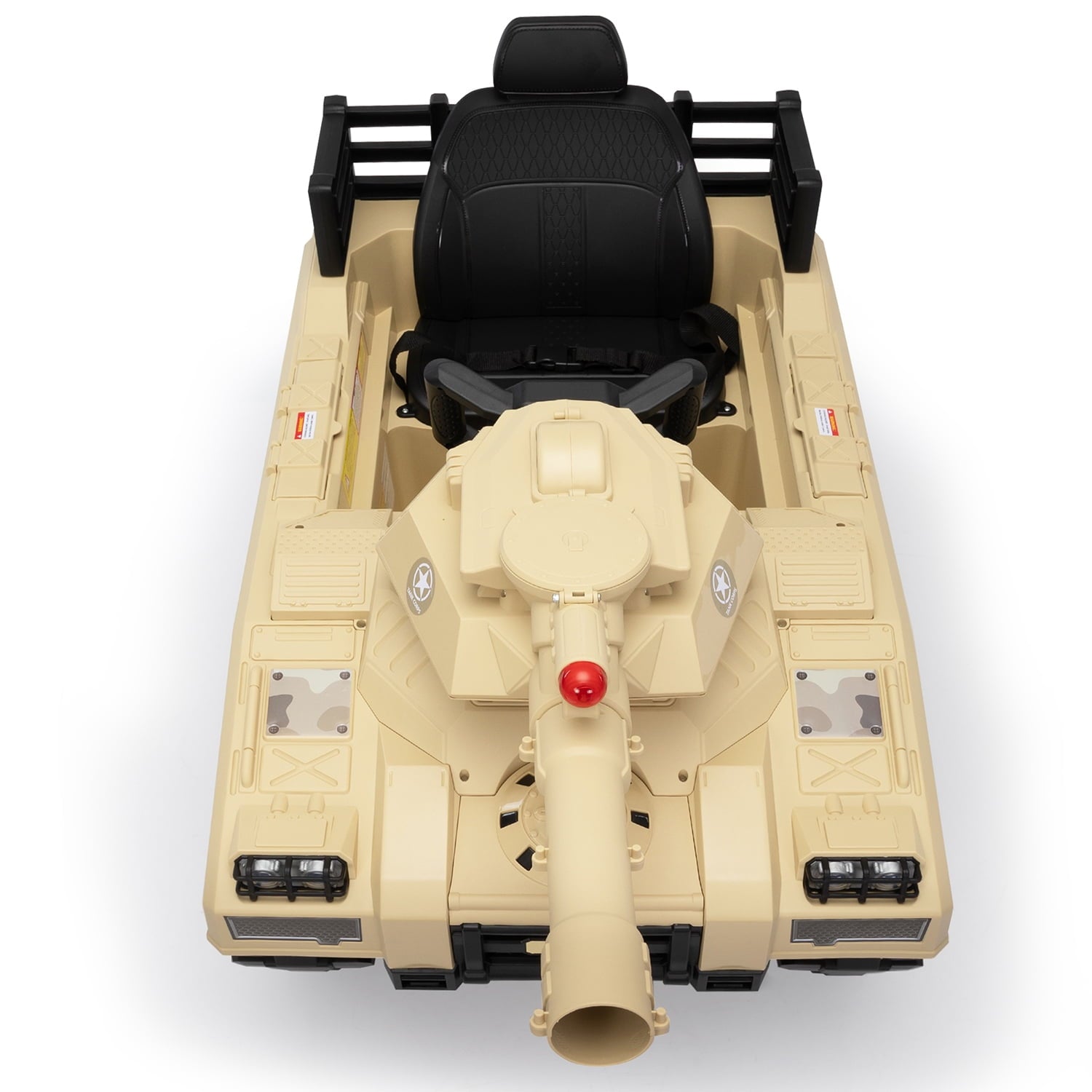 Track 7 24V Ride on Car, Kids Ride on Tank with Fighting Cannon and Rotating Turret, Remote Control, Lights, Music, 360° Spin, Electric Off-Road RC Fighting Tank Truck, Yellow