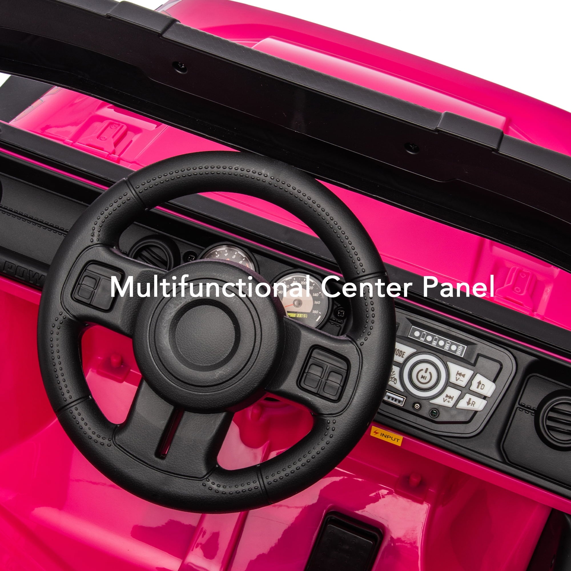 Track 7 24V Kids Ride on Pickup Truck, 4WD Ride on Car with Remote Control, Bluetooth, Rear Storage Box, LED Lights, 6- Wheels Electric Car for Boys Girls, Pink