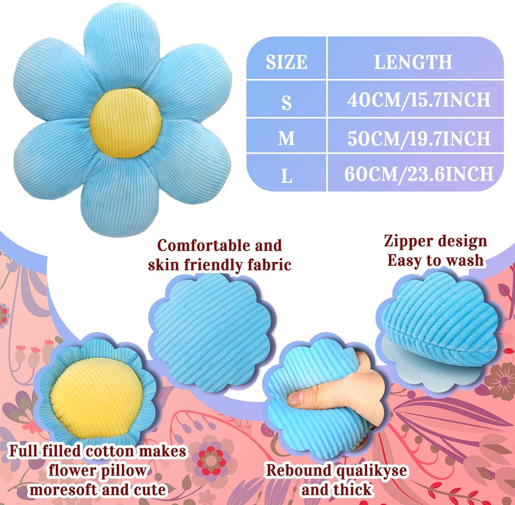 COOKCOK 3 Pcs Flower Pillows, 16" Flower Shaped Throw Pillow, Cute Daisy Floor Pillow Seating Cushions for Adults Home Bedroom Sofa Chair Couch