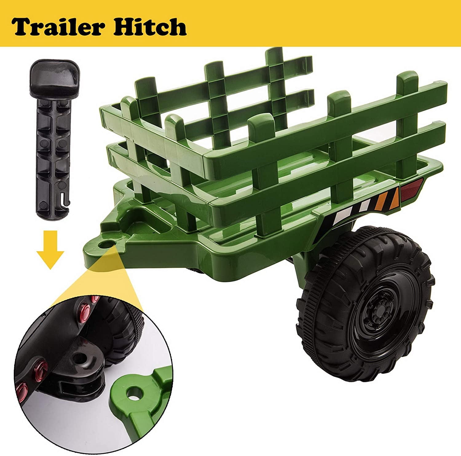 LISUEYNE 12V Ride on Tractor with Trailer,  Electric Car with Music, USB, LED Lights, Ride on Car for Kids Age 3-6 Years, Max Speed 5mph, Dark Green
