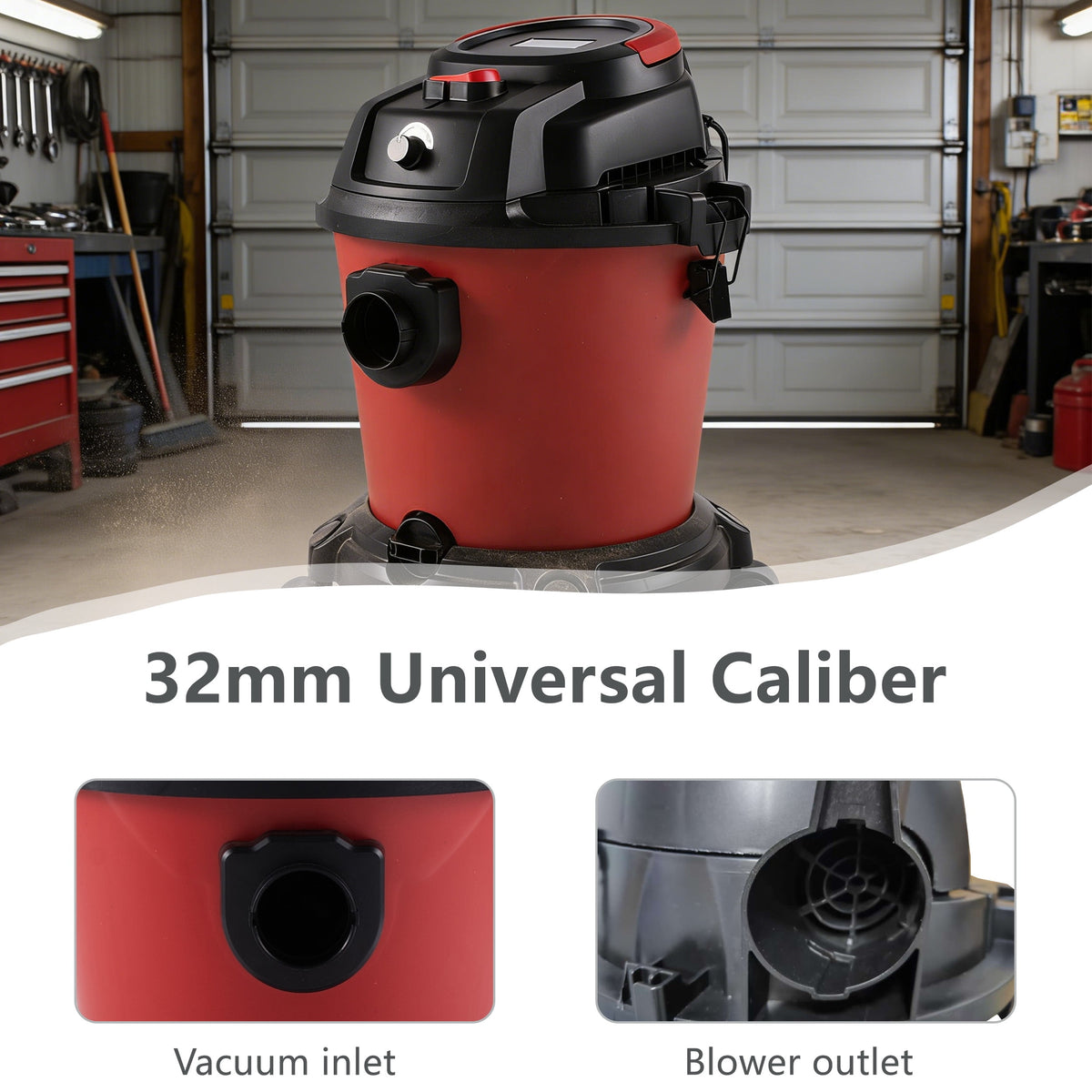 COOKCOK 5 Gallon Wet/Dry Shop Vacuum, 4.3 Peak HP Stainless Steel Professional Vacuum Cleaner with Blower Function, 3-in-1 Heavy Duty Shop Vac for Home, Garage, Workshop and Jobsite