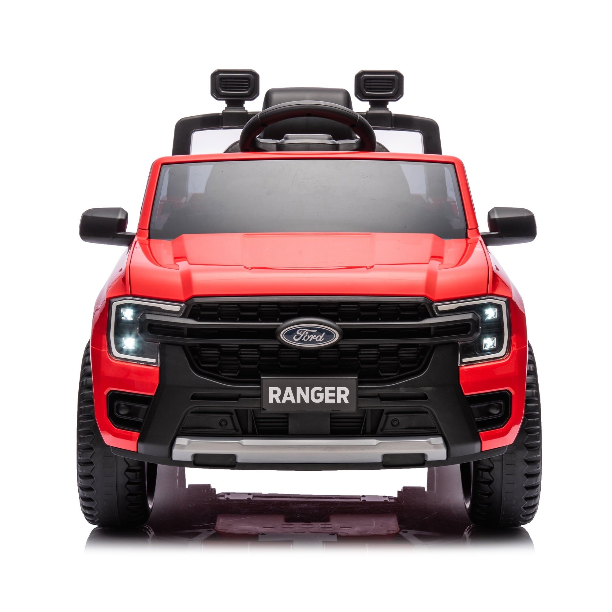 Track 7 12V Kids Ride on Pickup Truck, Licensed Ford Ranger Ride on Car with Remote Control, Music Player, LED Lights, Bluetooth, Soft Start, Electric Car for Kids Ages 3-6, White