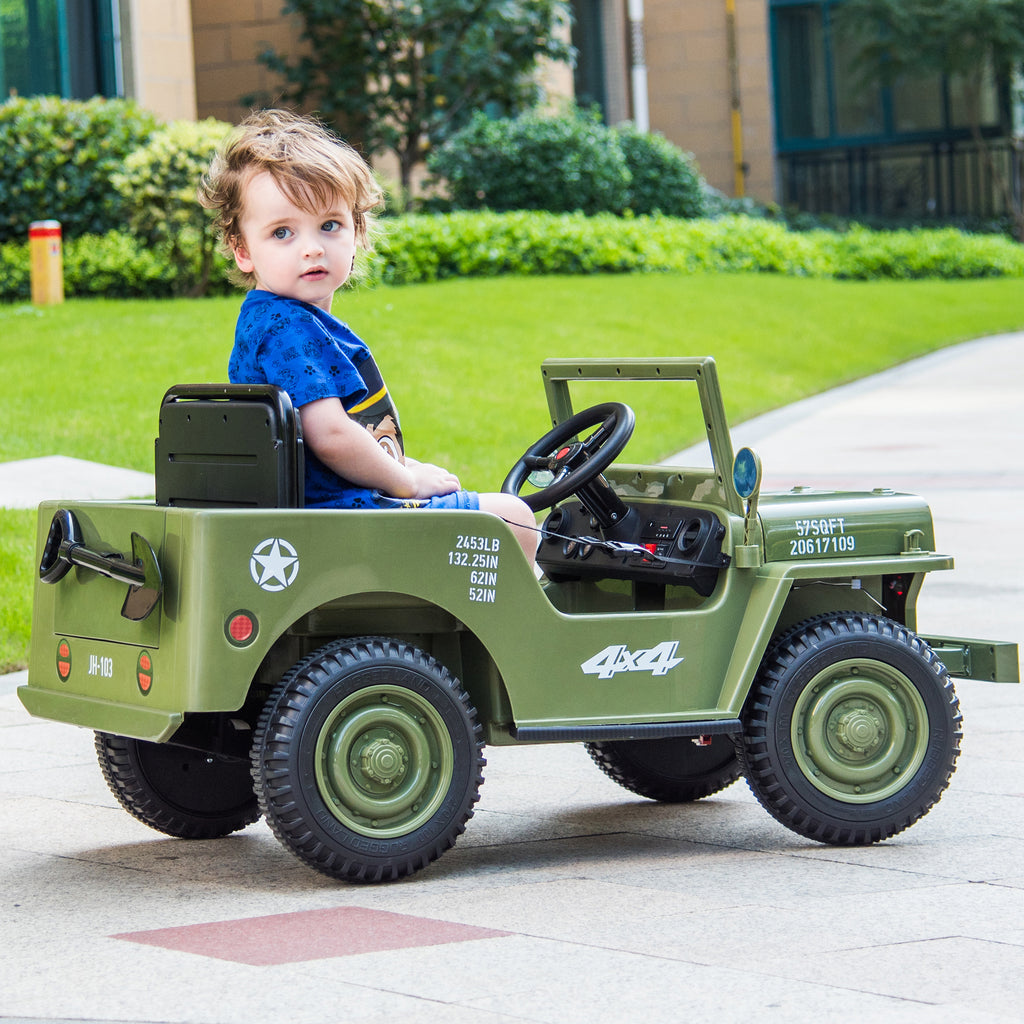 Track 7 12V Kids Ride on Truck, Electric Ride on Car with Remote Control, Safety Belt, LED Lights, Power Display & Music Player, Ride-on Toy for Kids Aged 3-6 Years, Green