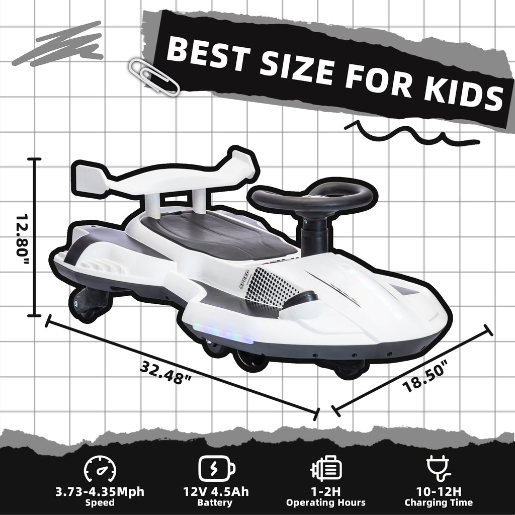 SUSIELADY 12V Kids Ride on Electric Scooter, Ride on 360°Drift Car with Spray Function, Cool Operation ,Front & Side Lights design, Bluetooth, Music