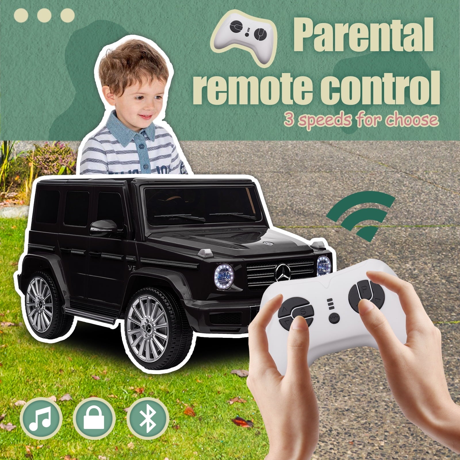 SUSIELADY 24V Ride on Car, Licensed Mercedes-Benz G500, Three speed adjustable, with Remote Control, USB, Bluetooth, LED Lights