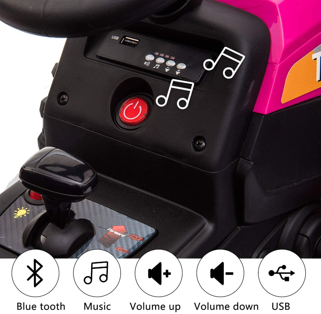 LISUEYNE 12V Ride on Tractor with Trailer,  Electric Car with Music, USB, LED Lights, Ride on Car for Kids Age 3-6 Years, Max Speed 5mph, Rose Red