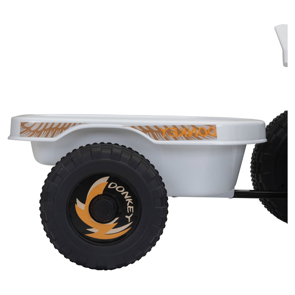 Track 7 Kids Ride on ATV with Trailer, 4 Wheeler Electric Quad Vehicle, Ride on Car with Music, Horn, Power Display, Kids Electric ATV, White