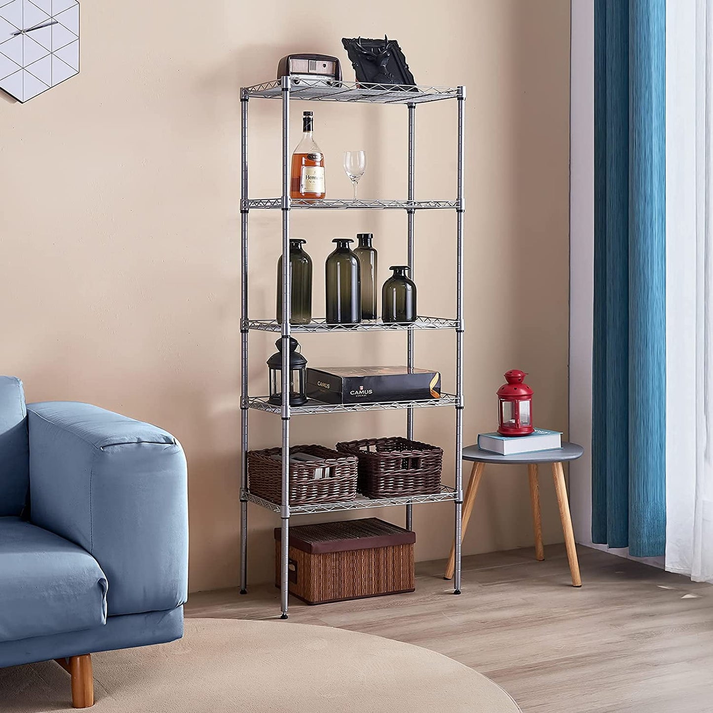 COOKCOK Wire Shelving Unit, 5-Tier Storage Shelf, 29.1"x 13.4"x 59.1" Metal Shelves, NSF Height Adjustable Heavy Duty Rack for Home Kitchen Bathroom Garage, 551lbs Capacity, Silver