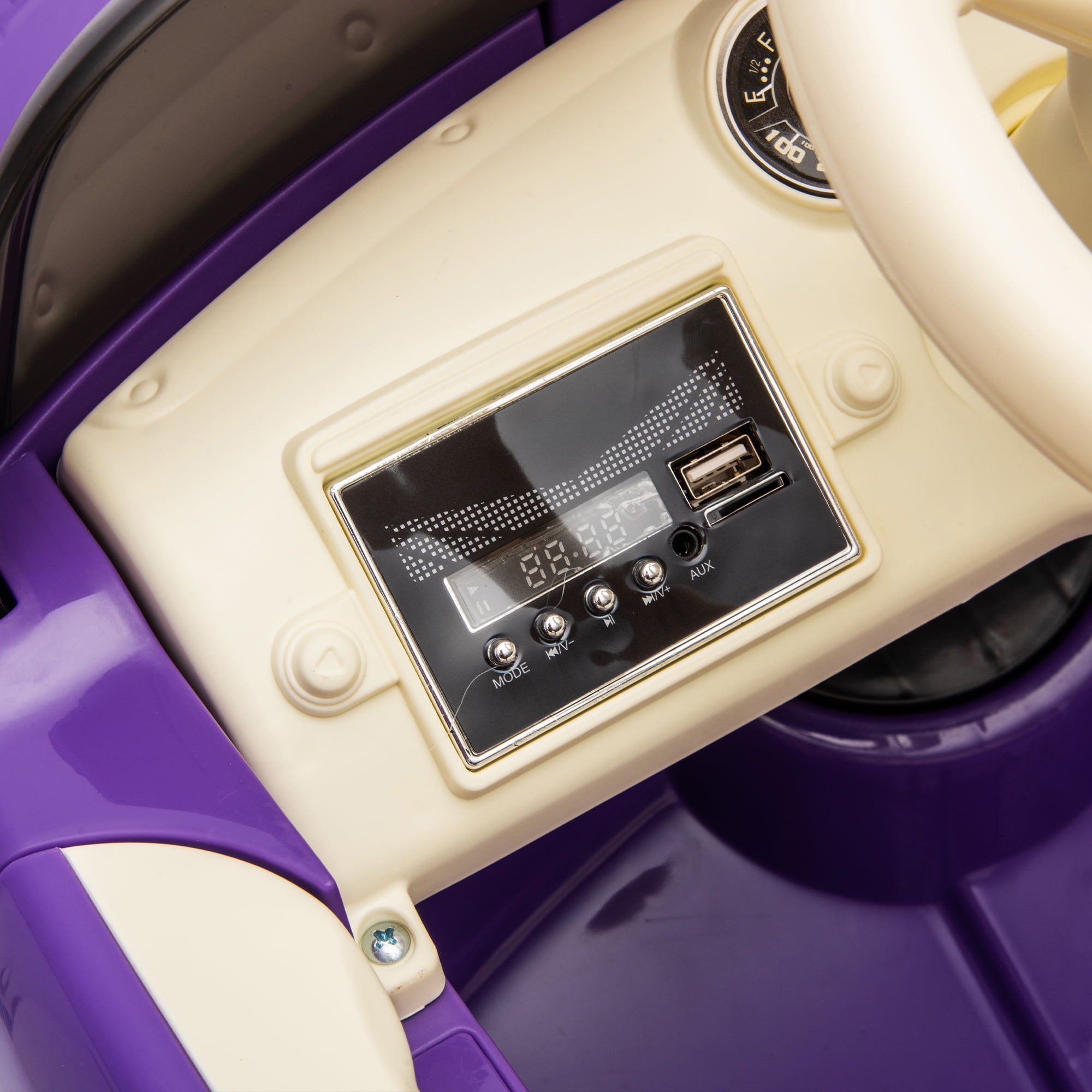 Track 7 12V Ride on Car, Licensed Chevrolet 3100 Pickup Electric Car, Remote Control, Vintage Style, 3 Speeds (Up to 3.11 MPH), LED Lights, Bluetooth, USB, Storage Spac for Ages 3+, Purple