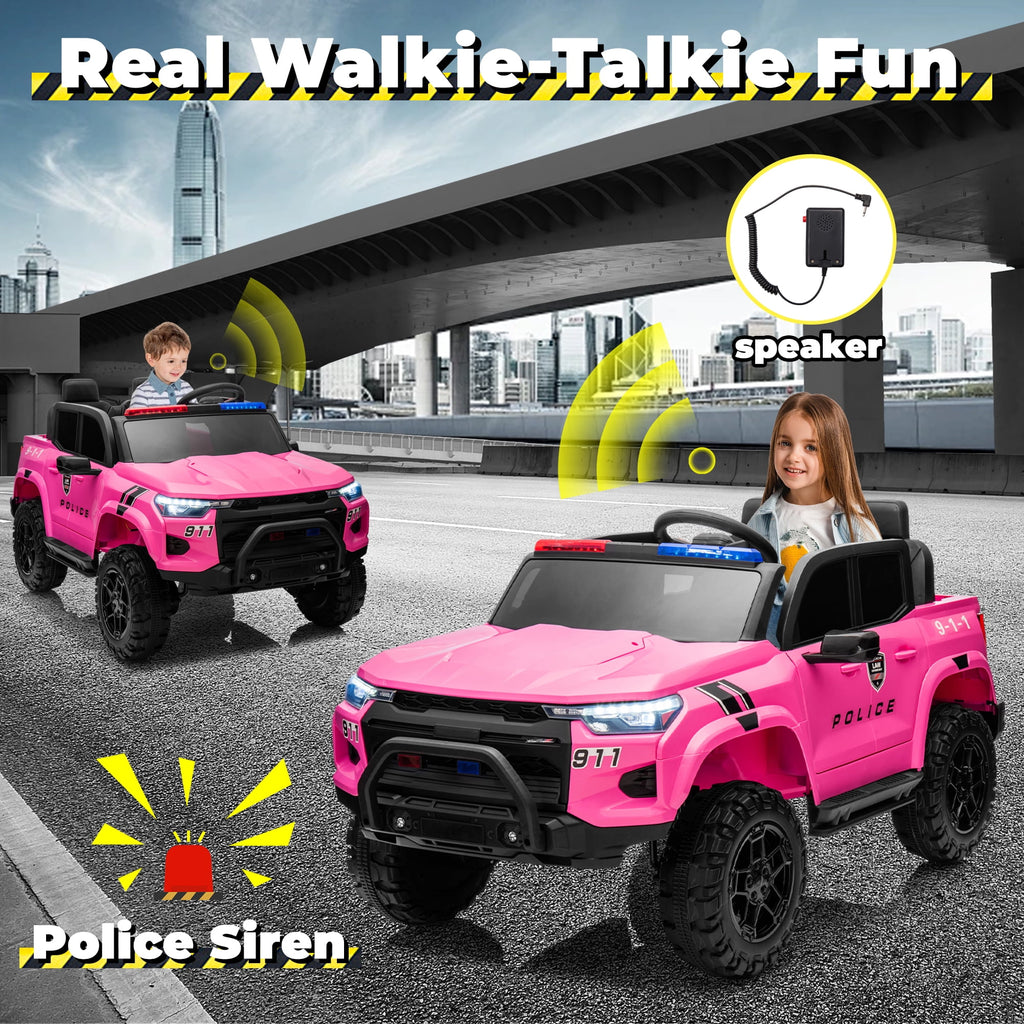 SUSIELADY 24V Kids Ride on Police Car, 2-Seater Kids Ride on Pickup, 4WD 800W Motors, with Remote Control, Bluetooth, LED Lights, Spring Suspension, for Kids Aged 3+