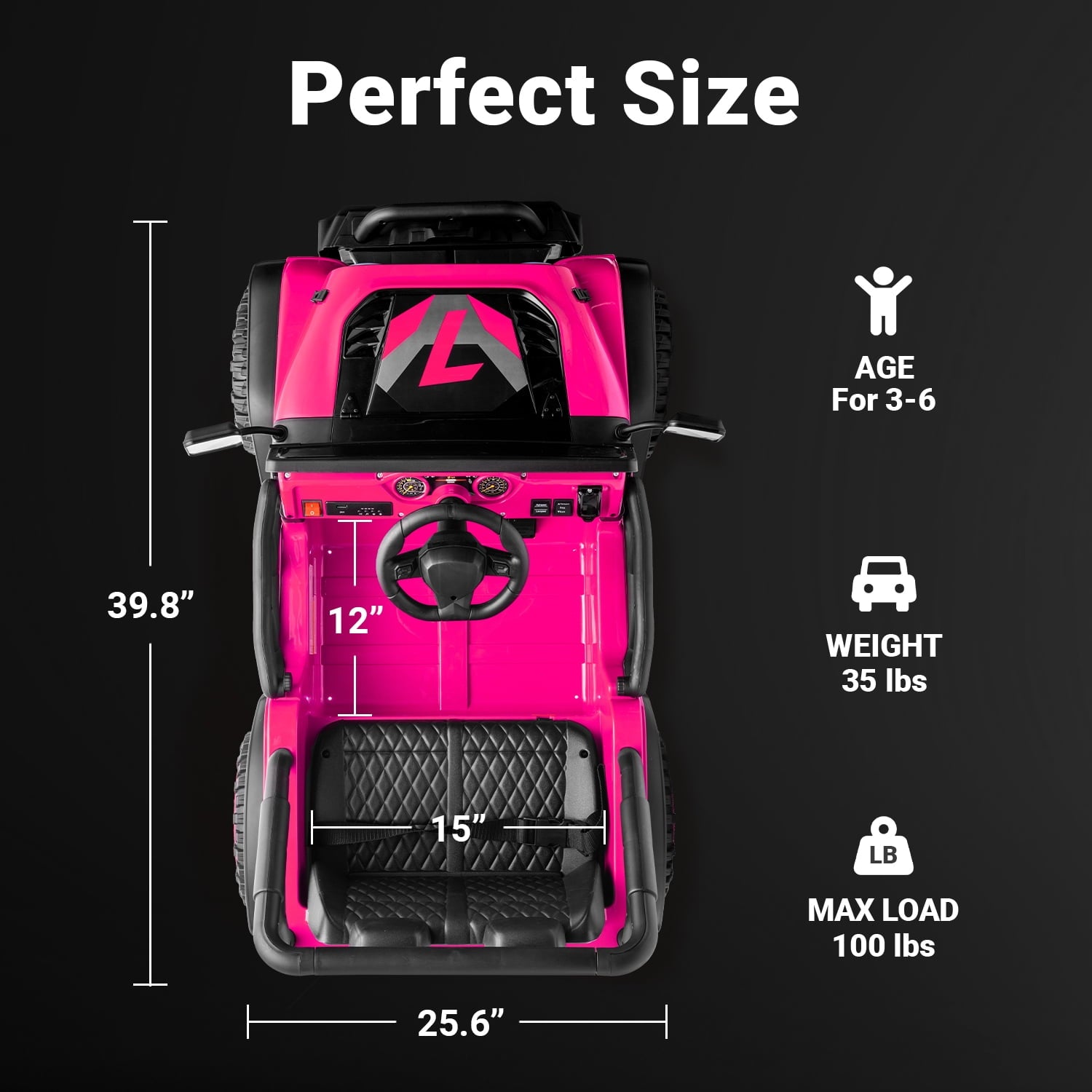 Track 7 24V Ride on Truck, Electric Car for Boys Girls, Ride on Car with Remote Control, Music, Bluetooth, Lights, Spring Suspension, Max Speed 5 mph, Pink