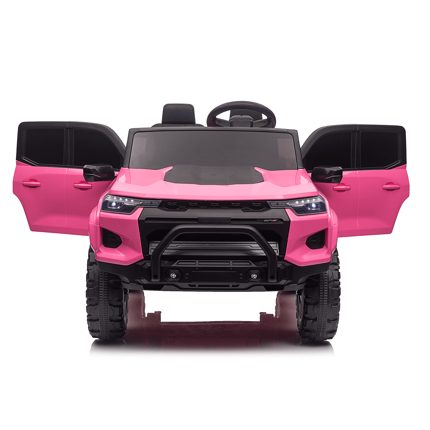Track 7 24V 2-Seats Electric Pickup car for kid 3+, 2.4G Parents Remote Control, 3 speed adjustable, 2-Point Safety Belt, Pink
