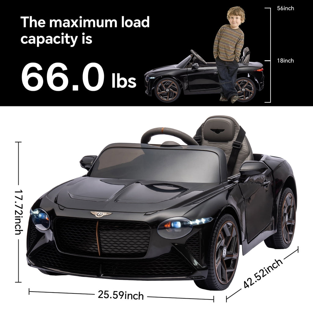 LISUEYNE Kids Ride on Car, 12V Licensed Bentley Mulsanne Electric Car for Kids Age 3+, Remote Control, Music, Black