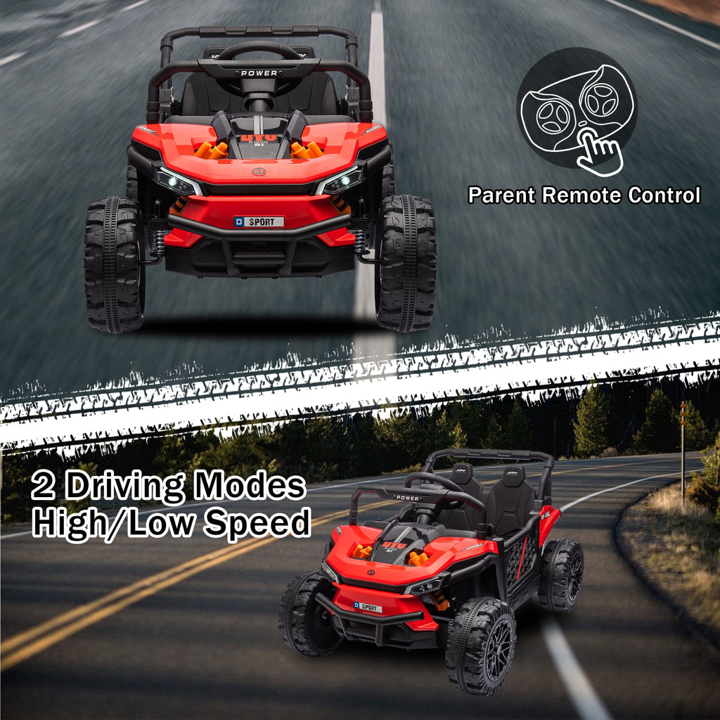 SUSIELADY 24V Kids Ride on Car, Off-Road Electric UTV, 4 Wheel Suspension, with Parental Remote Control, Bluetooth, Rear Storage, for Kids Aged 3+