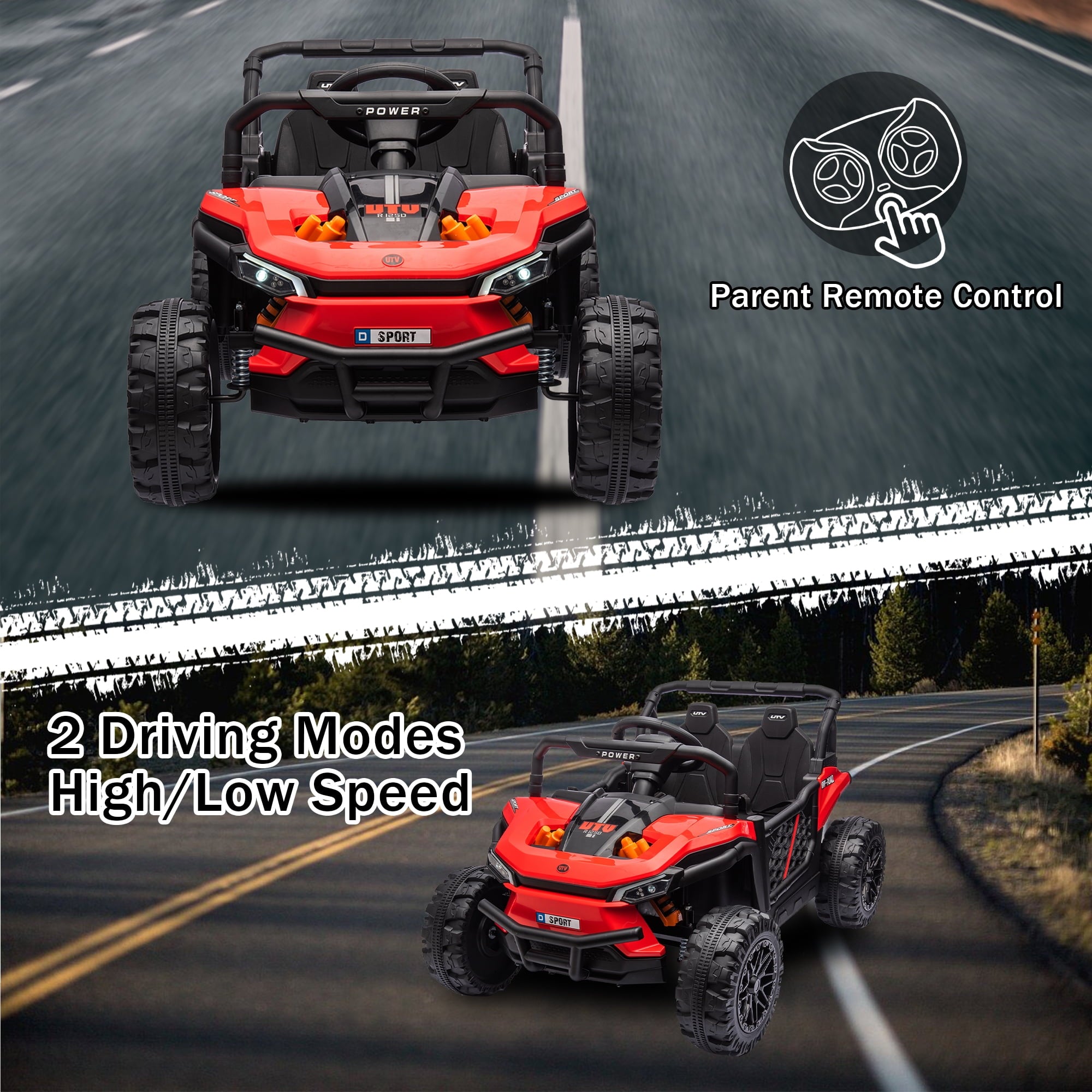 SUSIELADY 24V Kids Ride on Car, Off-Road Electric UTV, 4 Wheel Suspension, with Parental Remote Control, Bluetooth, Rear Storage, for Kids Aged 3+