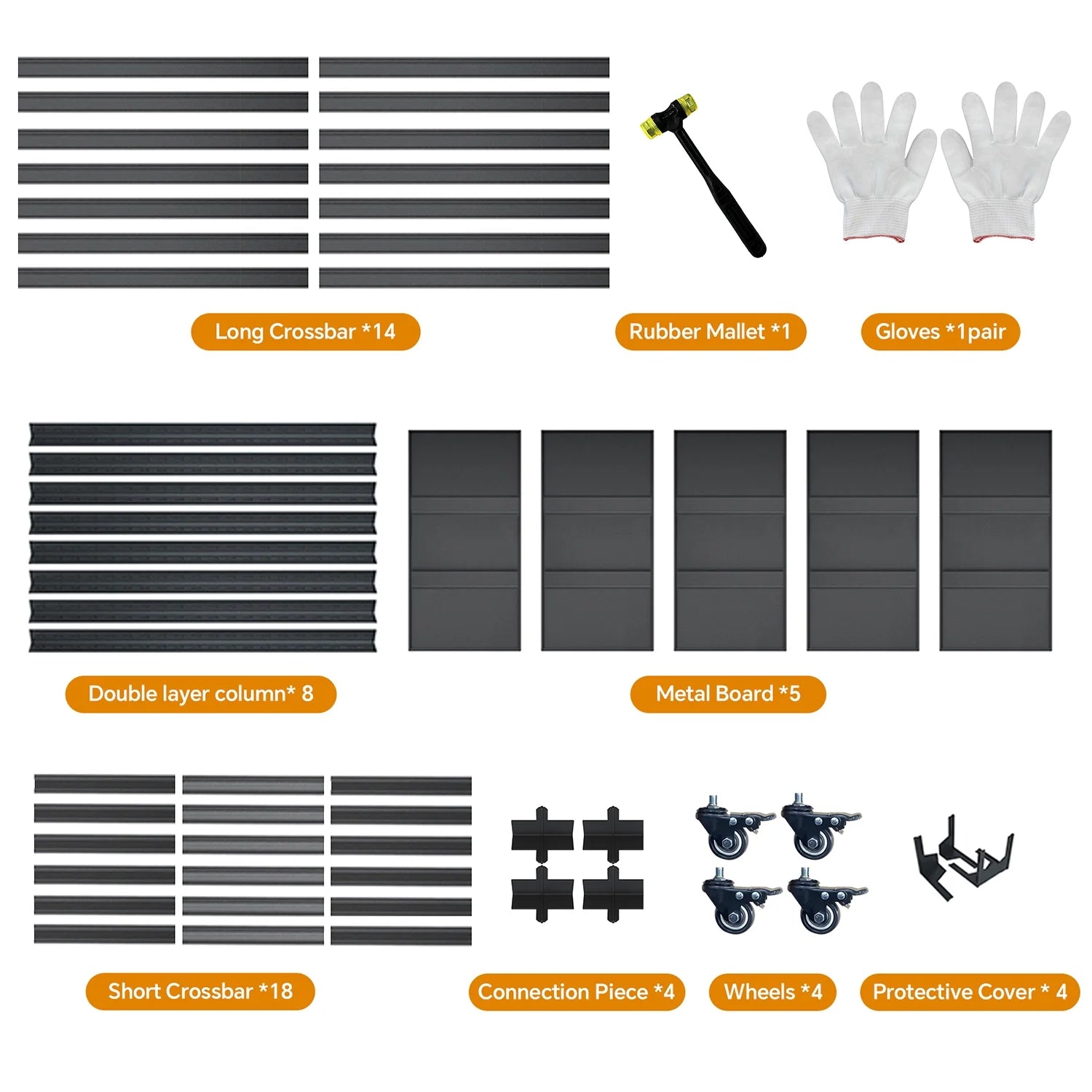 COOKCOK 5-Tier Storage Shelving Unit, Metal Shelf with Wheels, 39.4"x15.8"x 63", Adjustable Garage Storage Shelf, Load Up to 2000LBS, Kitchen Shelf with Protective Side