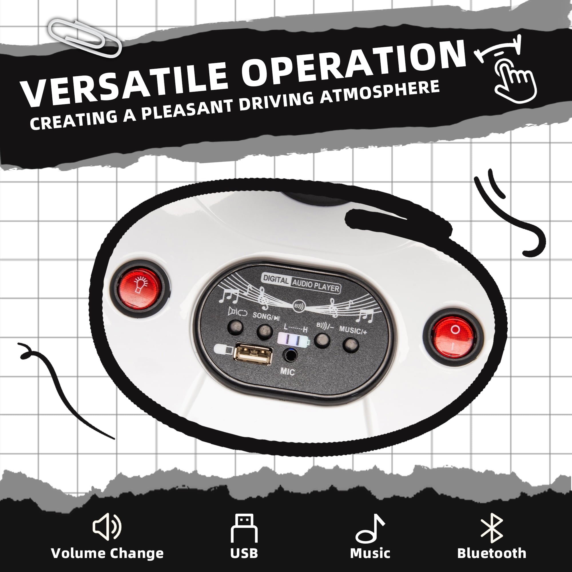 SUSIELADY 12V Kids Ride on Electric Scooter, Ride on 360°Drift Car with Spray Function, Cool Operation ,Front & Side Lights design, Bluetooth, Music