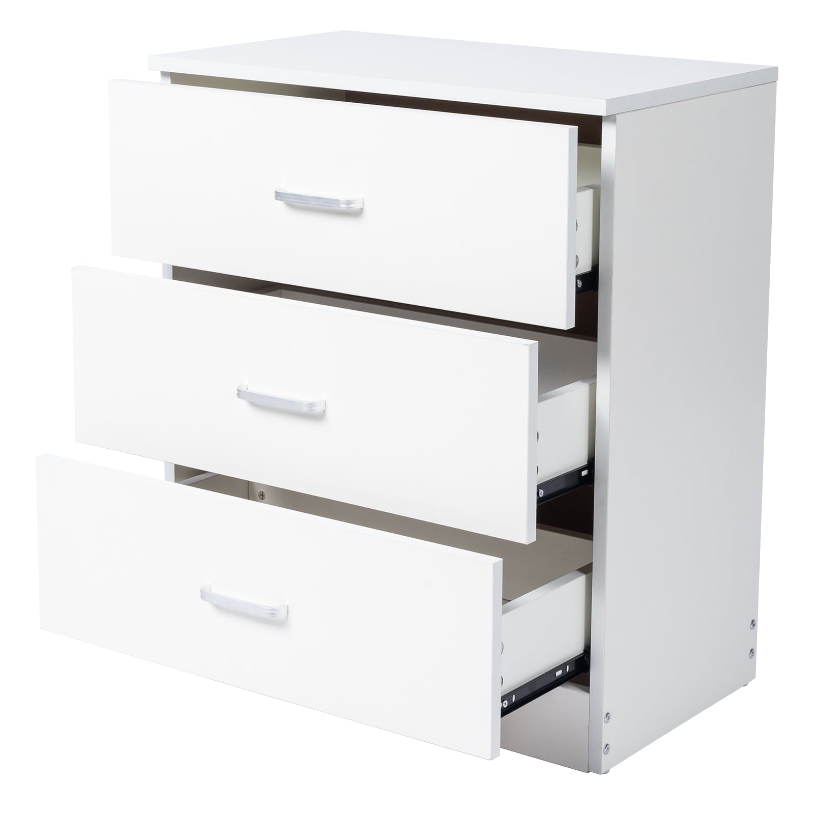COOKCOK 3 Drawer Dresser, Wood Drawer Chest Dresser Cabinet with Storage, 22.05"x 13"x25.98", Storage Cabinet, Clothing Organizer with Cut-Out Handle, Nightstand for Living Room, Bedroom, White