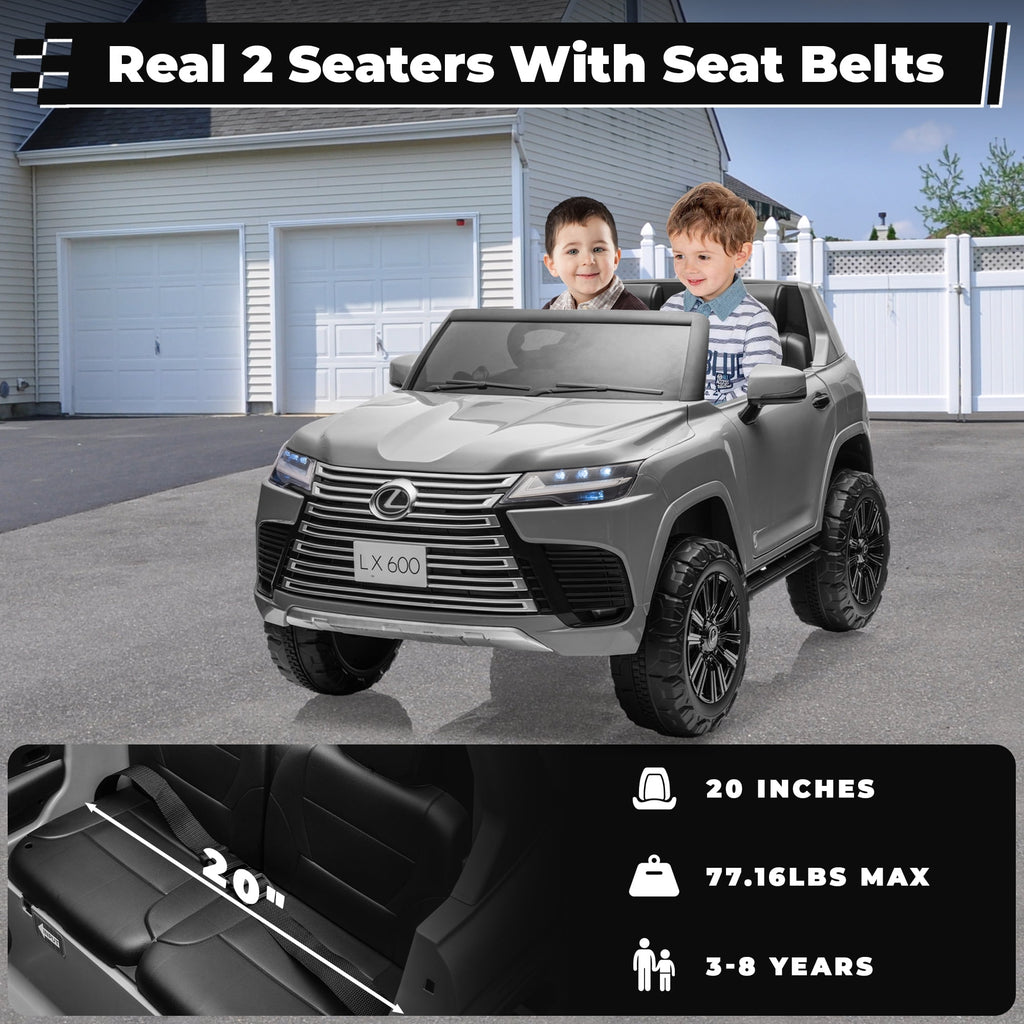 SUSIELADY 24V 2-Seater Kids Ride on Car, Licensed LEXUS LX600, with 20" Width Seat, Remote Control, Portable Handle, Key Start, Music, for Kids Aged 3+
