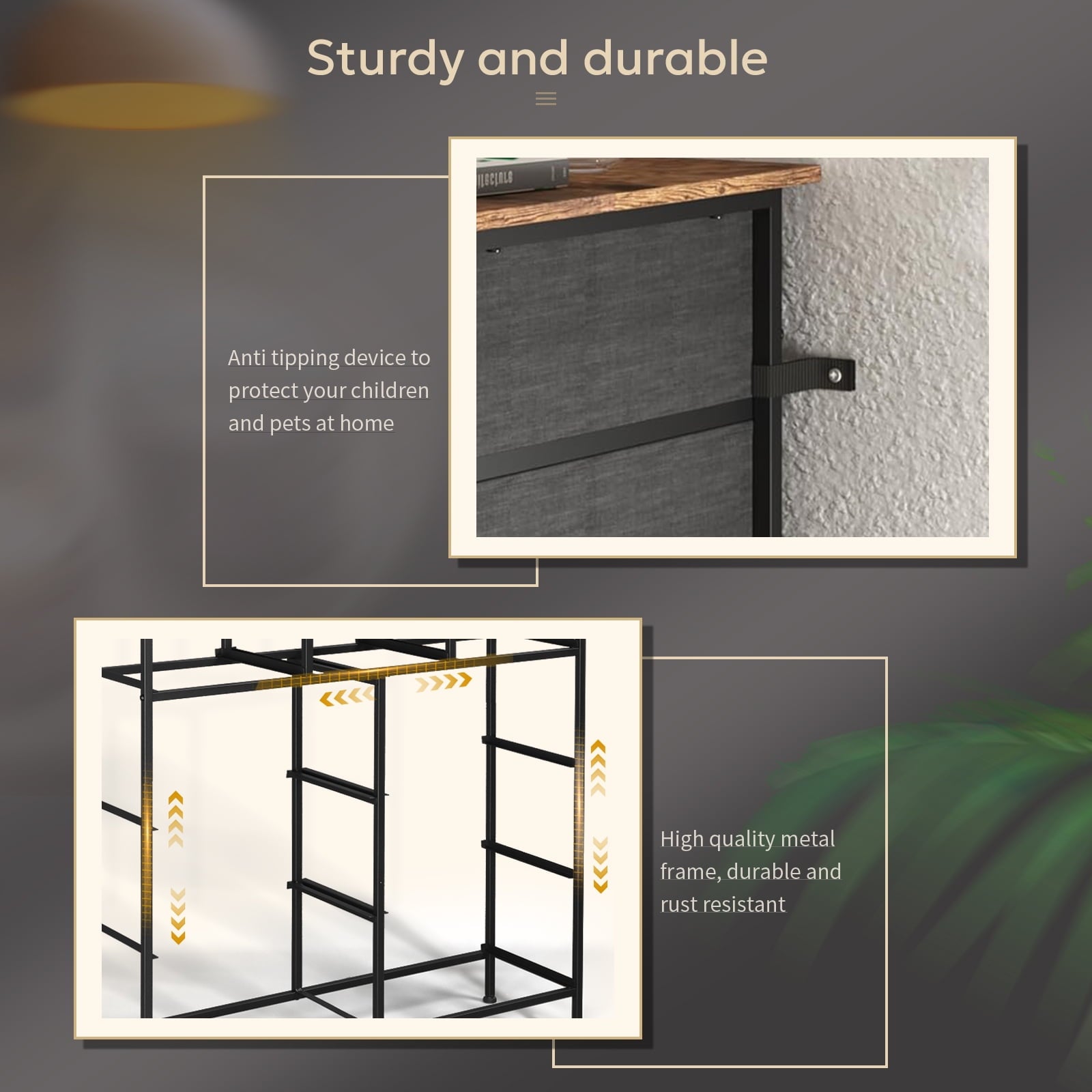 COOKCOK Fabric Dresser with 12 Drawers - Storage Tower with Large Capacity, Organizer Unit for Living Room - Sturdy Steel Frame, Easy Pull Fabric Bins & Wooden Top