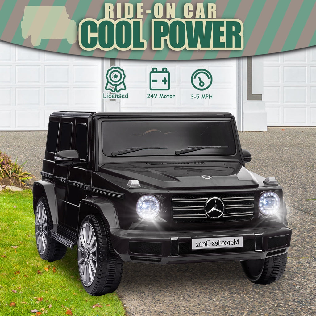SUSIELADY 24V Ride on Car, Licensed Mercedes-Benz G500, Three speed adjustable, with Remote Control, USB, Bluetooth, LED Lights