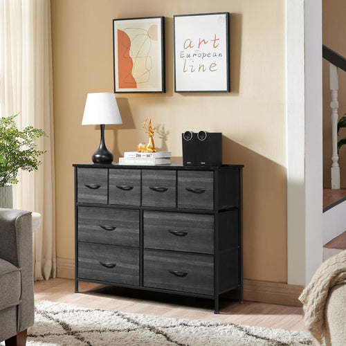 COOKCOK 8 Drawer Dresser - Fabric Storage Tower, Organizer Unit for Bedroom, Living Room, Hallway, Closets - Sturdy Steel Frame, Wooden Top & Easy Pull Fabric Bins