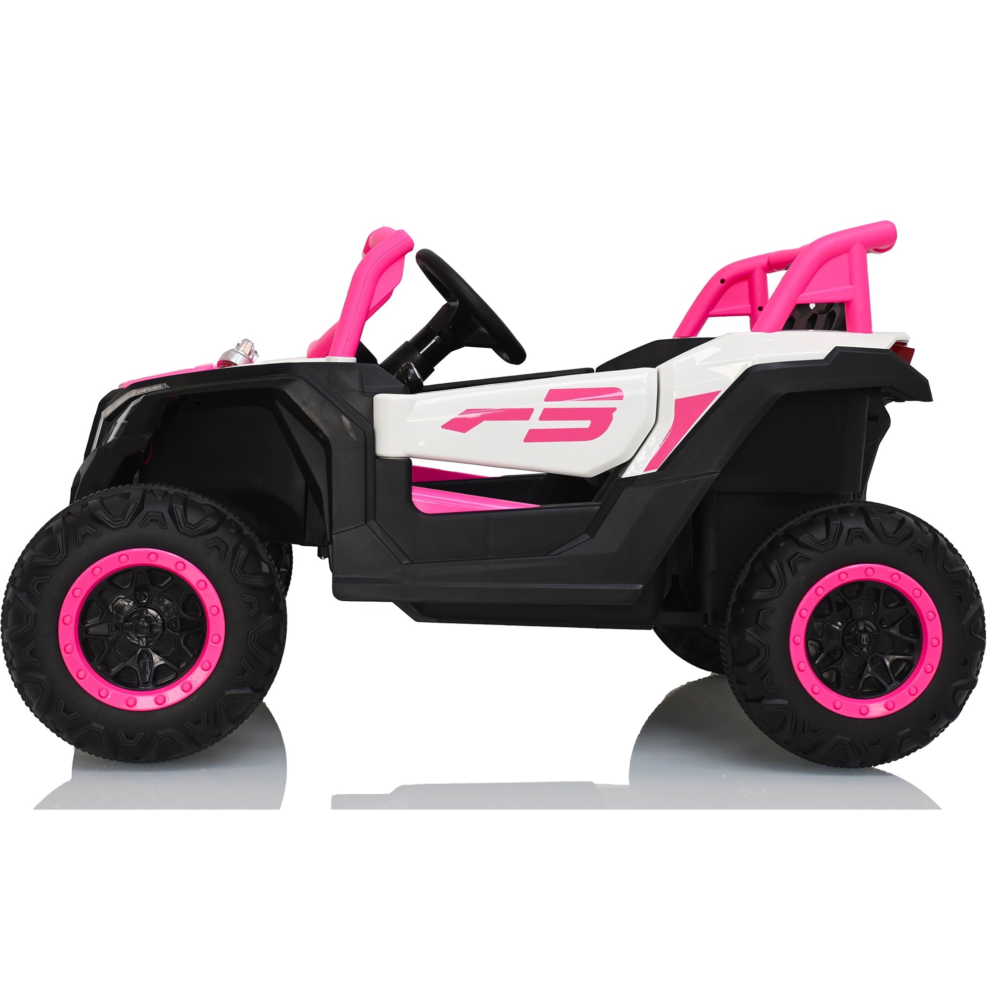 Track 7 12V Kids Electric UTV Car, Ride on Car with Remote Control, Manipulation Platform & LED Lights, Riding Toys for Boys & Girls Aged 3~6, Pink