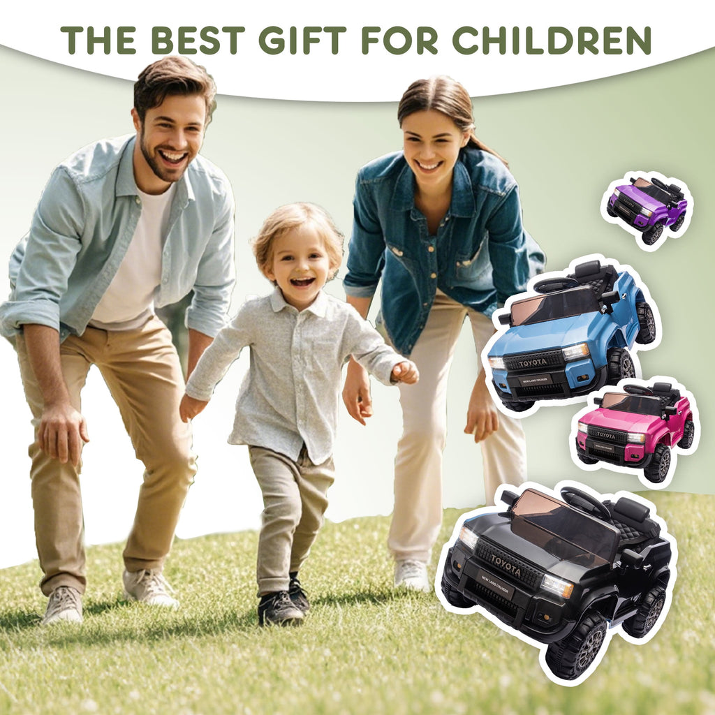 Track 7 12V Ride on Car, Licensed Toyota LC250 Ride on Truck for Kids, Electric Car with Remote Control, Power Display, Music, Bluetooth, 12V Ride on Toy Car for Boys Girls Age 2+, Pink