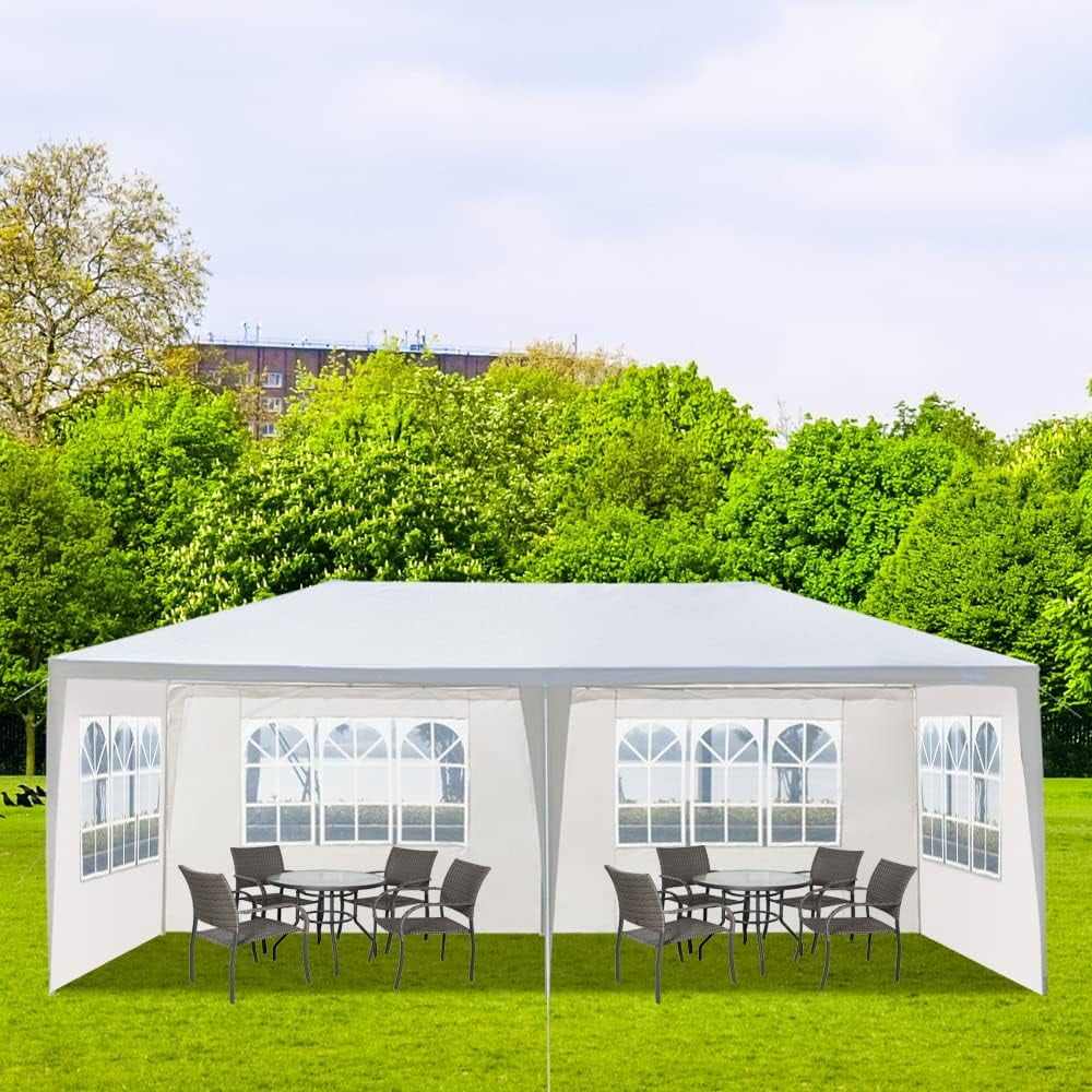 COOKCOK 10'x20' Outdoor Party Tent, Canopy Tent with 4 Removable Sidewalls, Heavy Duty Tents for Parties Events, Waterproof Canopy Patio Wedding Gazebo, White