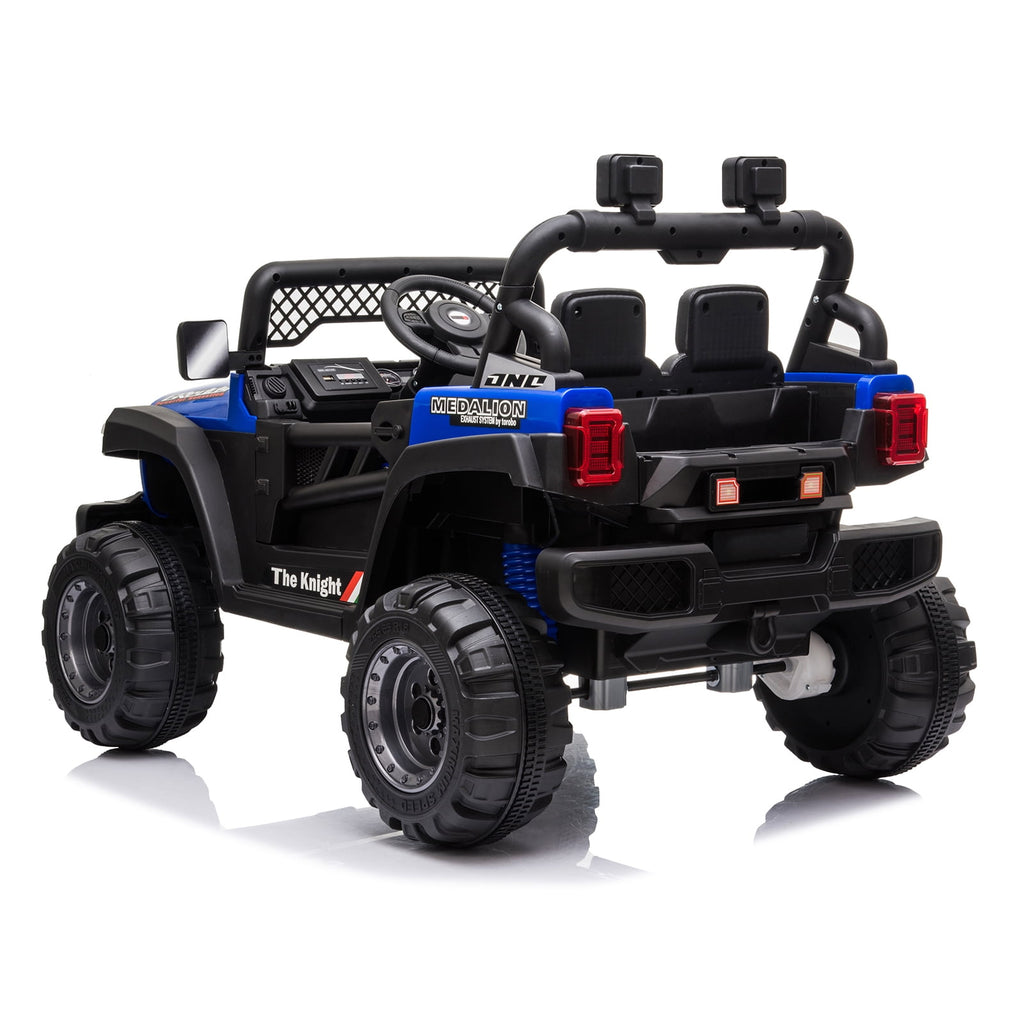 Track 7 12V 2-Seats 2WD off-road vehicle for kid 3+, 2 speed adjustable, with Parent Remote Control, Music, Blue