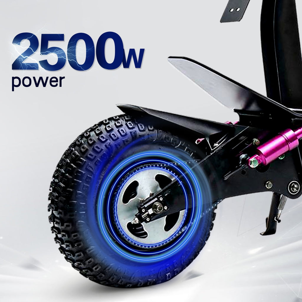 LISUEYNE Adults Electric Scooter with Seat, Folding Electric Scooter, 2500W Motor up to 30MPH & 28 Miles, Commuting Scooter w/Front&Rear Brake, Headlights