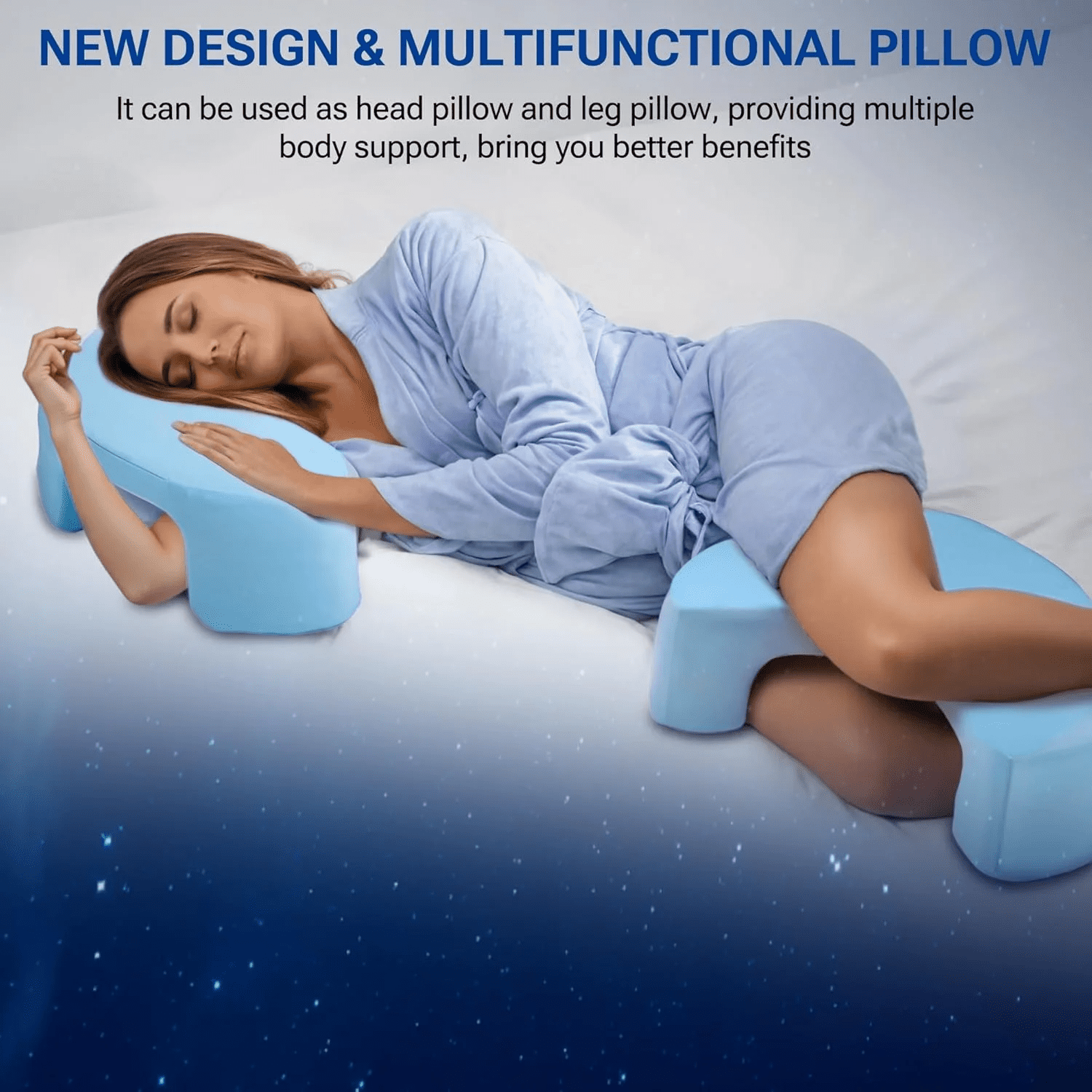 COOKCOK Side Sleeper Pillow for Adults, Ergonomic Memory Foam Pillow with Arm Hole for Neck and Shoulder Pain, Shoulder Pillow for Side Sleepers, Blue