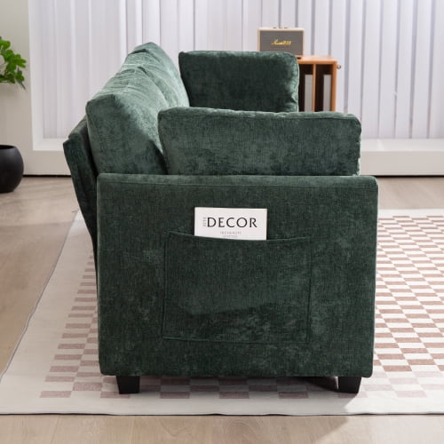 COOKCOK 111.4 Inch 3-Seater Modular Sectional Sofa, Modern Deep Seat Couch, Comfy Chenille Fabric Pet Friendly Couch, Furniture Sofas Living Room, Green