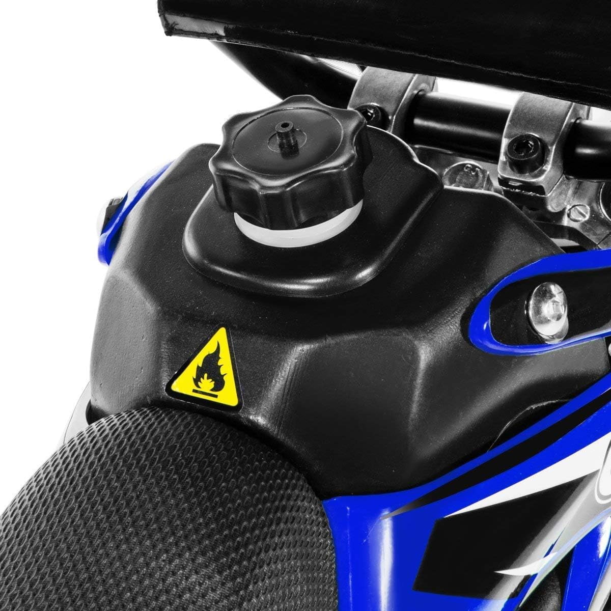 Track 7 49CC 2-Stroke Kids Dirt Bike, Off Road Gas Motorcycle, Up to 20Mph, Gas Dirt Bike w/Rear Suspension, Pull Start, Front & Rear Disc Brake, Blue