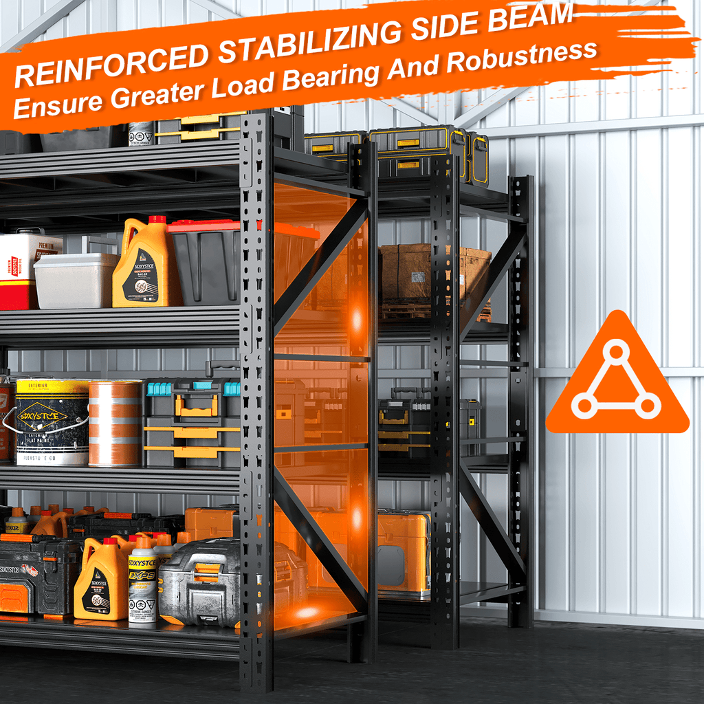 COOKCOK 4-Tier Heavy Duty Garage Shelving, 31.5"W x 14"D x 73"H, 2500LBS Adjustable Metal Storage Shelf, Black