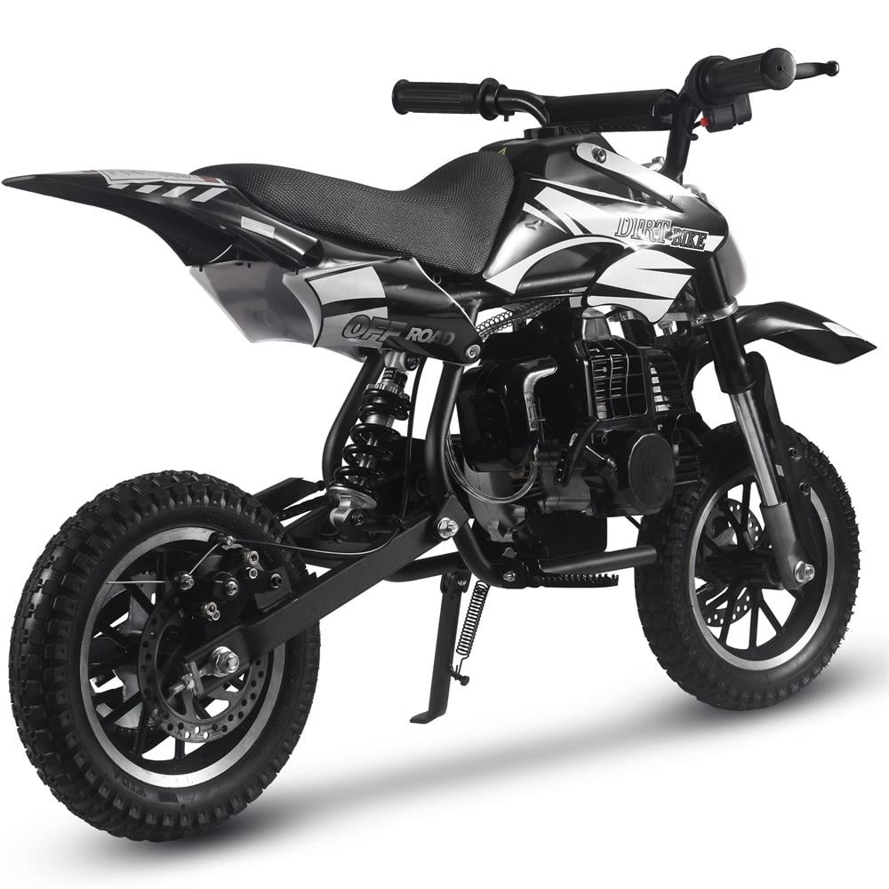 Track 7 50CC 2-Stroke Kid Dirt Bike, Off Road Gas Motorcycle, Trail Bike Up to 25Mph, EPA Approved Kids Gas Dirt Bike W/Rear Suspension, Pull Start, Front & Rear Disc Brake, Black
