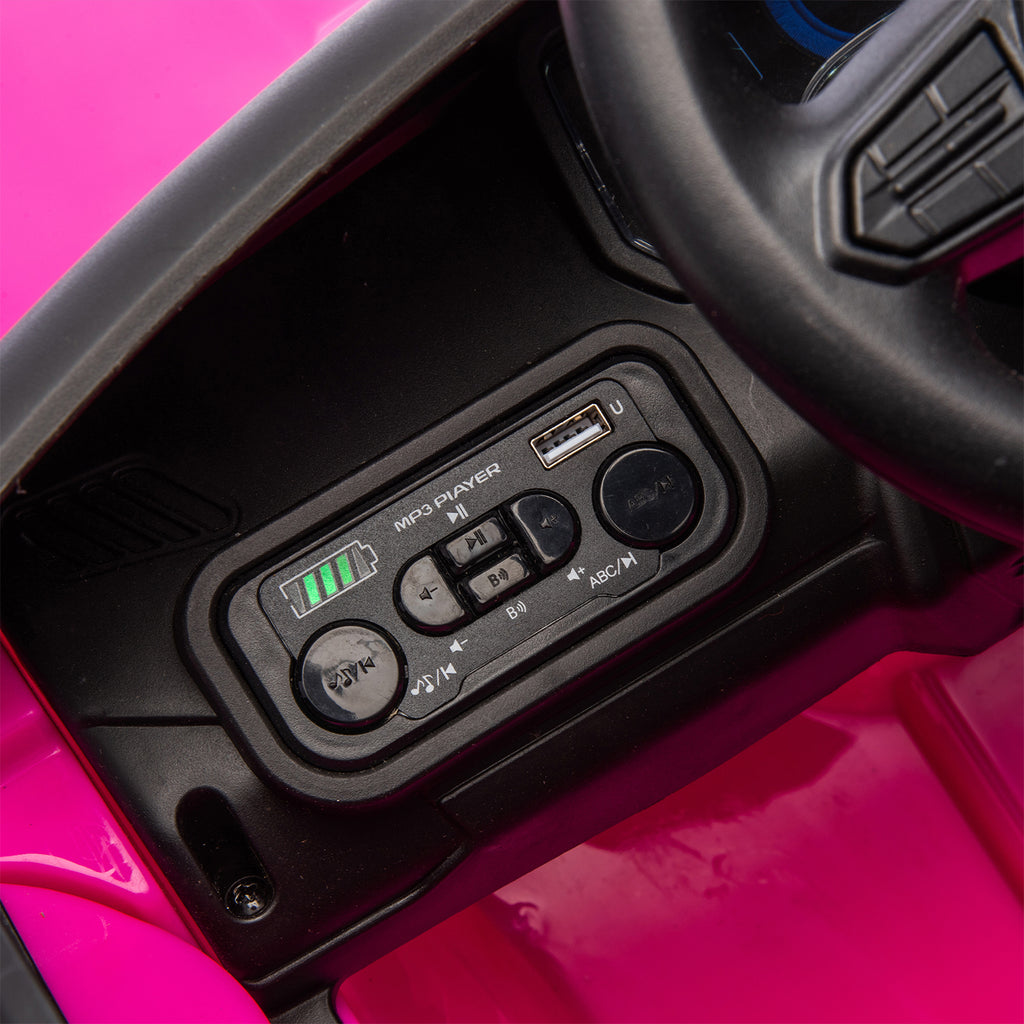 Track 7 24V Ride on Car, Licensed Chevrolet Silverado Electric Car with Remote Control, Bluetooth, LED Lights, Power Display, Rear Storage, 24V Ride on Truck Car for Boys Girls Age 3+, Pink