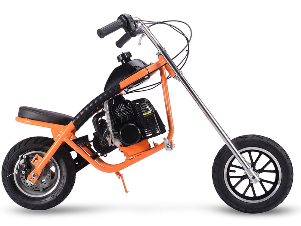 Track 7 49cc 2-Stroke Gas Dirt Bike,Max Speed 25mph,Gas Mini Chopper,Off-Road Gas Motorcycle,Pull Start,Rear Disc Brake,Orange