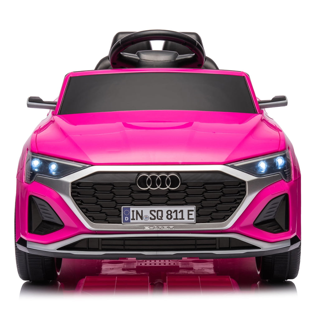 Track Seven Licensed Audi SQ8 Ride on Car with Remote Control, 12V Electric Car for Kids Age 3+, Music, Hanging Start, Speed Adjustment, LED Lights, Suspension, Power Display, Pink