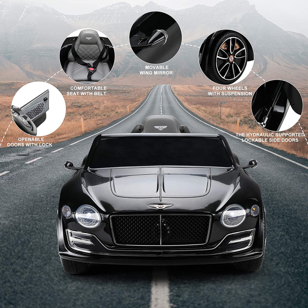 LISUEYNE Official Licensed Bentley Ride on Car, 12V Electric Car for Boys Girls Age 3+, Ride on Car w/Remote Control, Music, Black