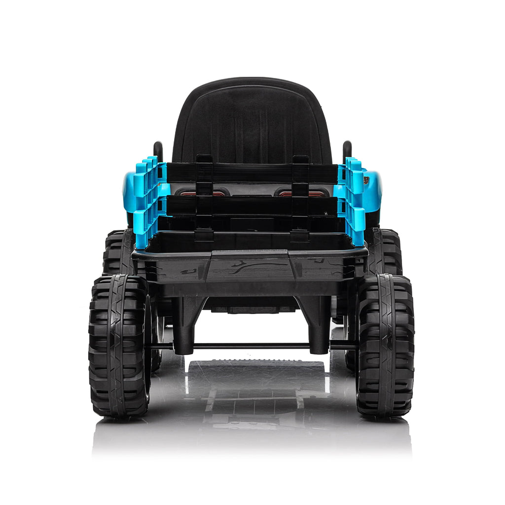 Track 7 24V Ride on Tractor, 400W Electric Tractor with Detachable Trailer, Remote Control, USB, MP3, Power Display, LED Lights, Max Speed 4.97 mph, 24V Electric Car for Boys Girls Age 3+, Blue
