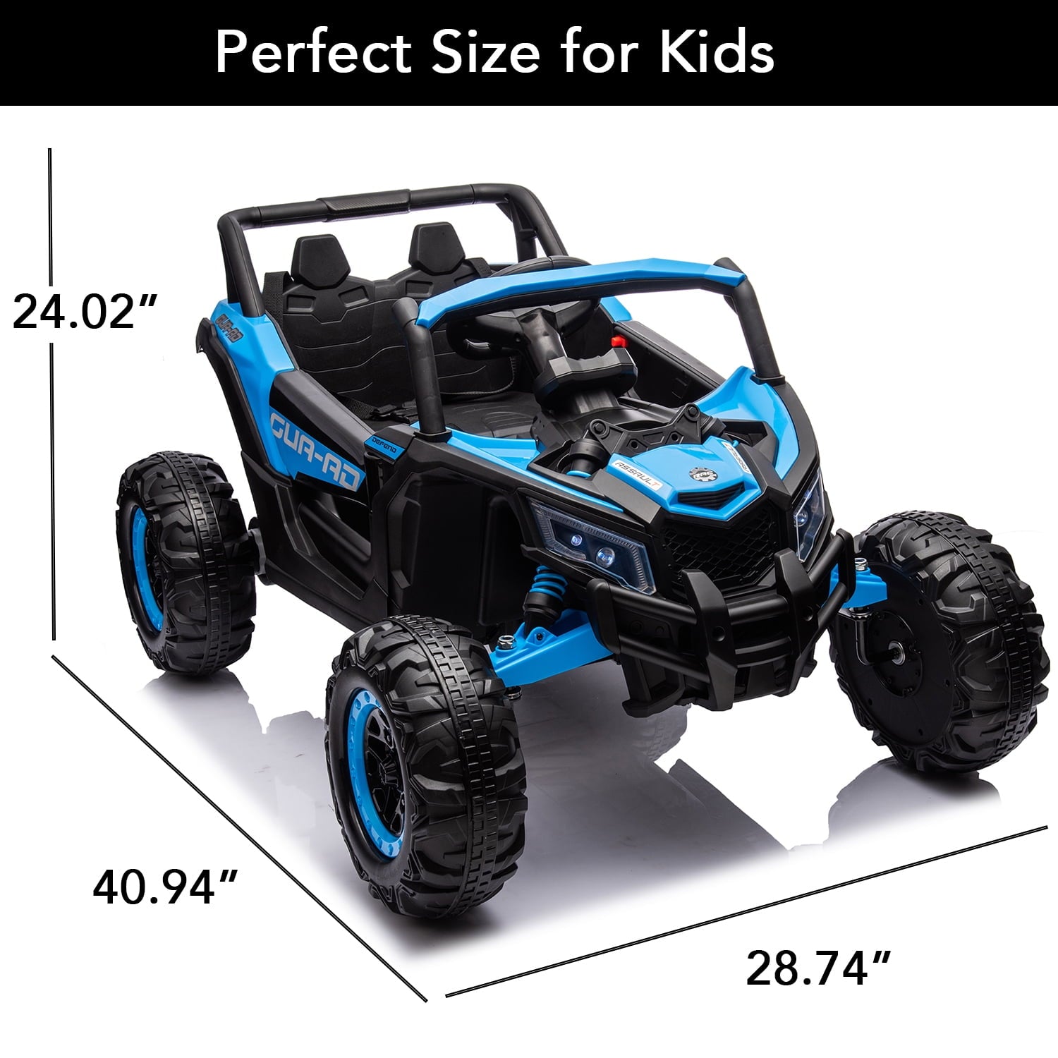 Track 7 12V Kids Ride on UTV, Off-Road Truck, Electric Car for Boys Girls Age 3+, Kids Ride on Car with Remote Control, Music Player, Lights, Blue