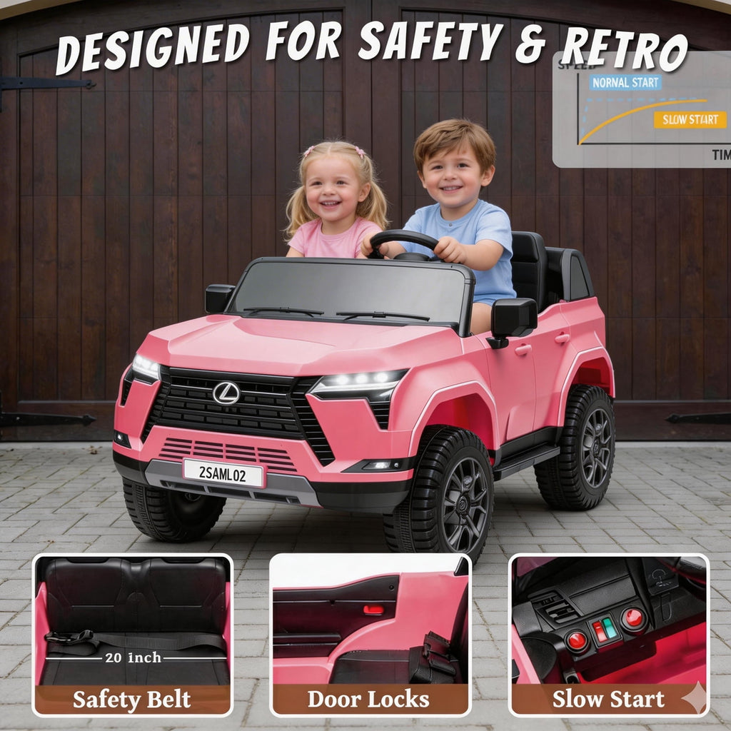 Track Seven 24V Ride on Car, Licensed Lexus GX550 2-Seater Electric Car with Remote Control, Bluetooth, LED Lights, Four-Wheel Suspension, 24V Electric Ride on Toy Car for Kids Aged 3+