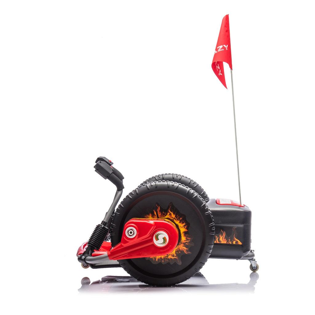 SUSIELADY 12V Kids Ride On Car, Kids Electric Go Kart, 16" Exaggerated Wheel, 360 Degree Steering Rotation, Dual Handle Control, DIY Stickers, for Kids Aged 6+