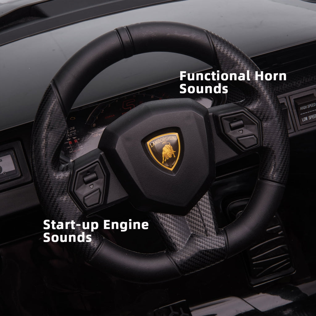 LISUEYNE Kids Ride on Car, 12V Lamborghini Sian Electric Car for Boys Girls, Remote Control, Black