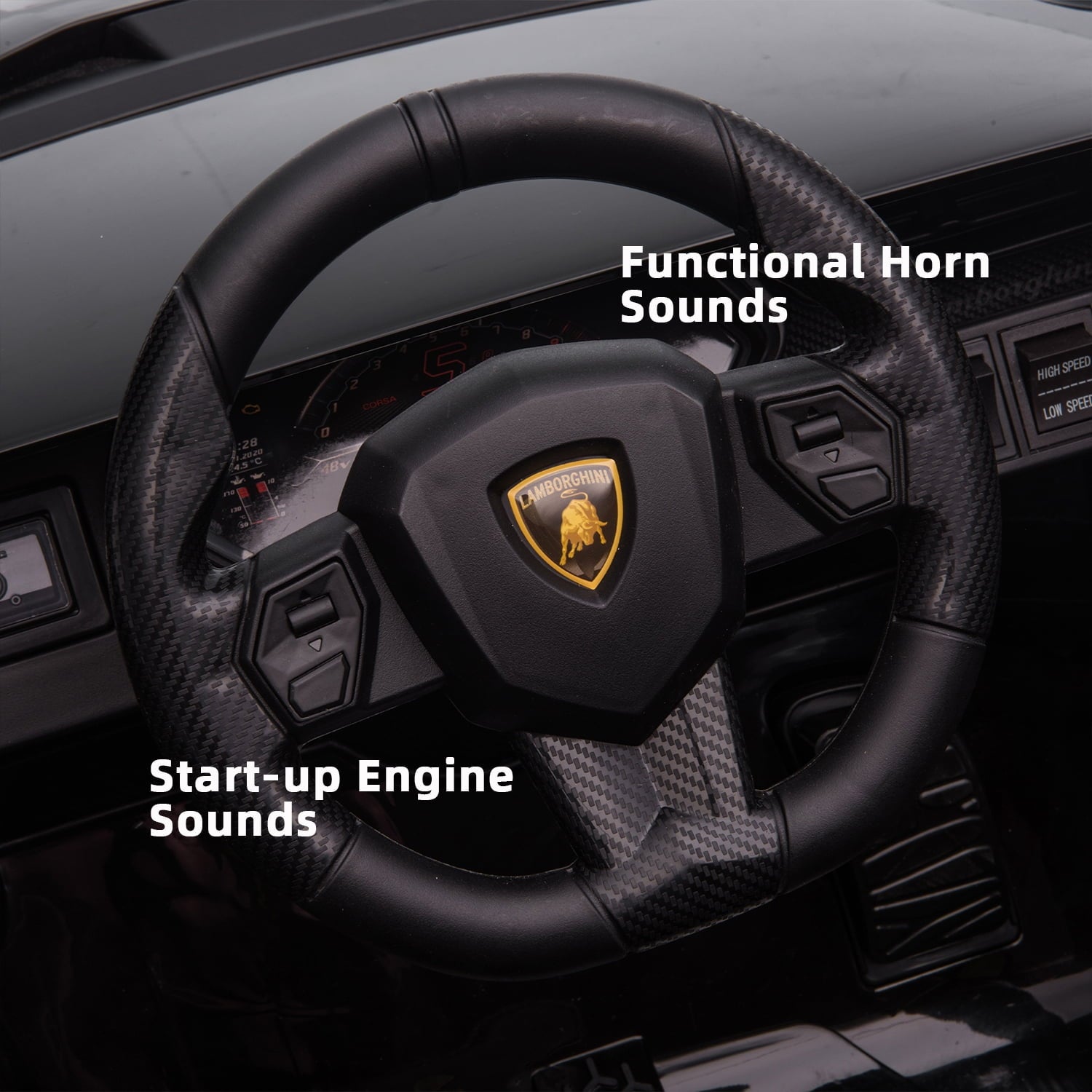 LISUEYNE Kids Ride on Car, 12V Lamborghini Sian Electric Car for Boys Girls, Remote Control, Black