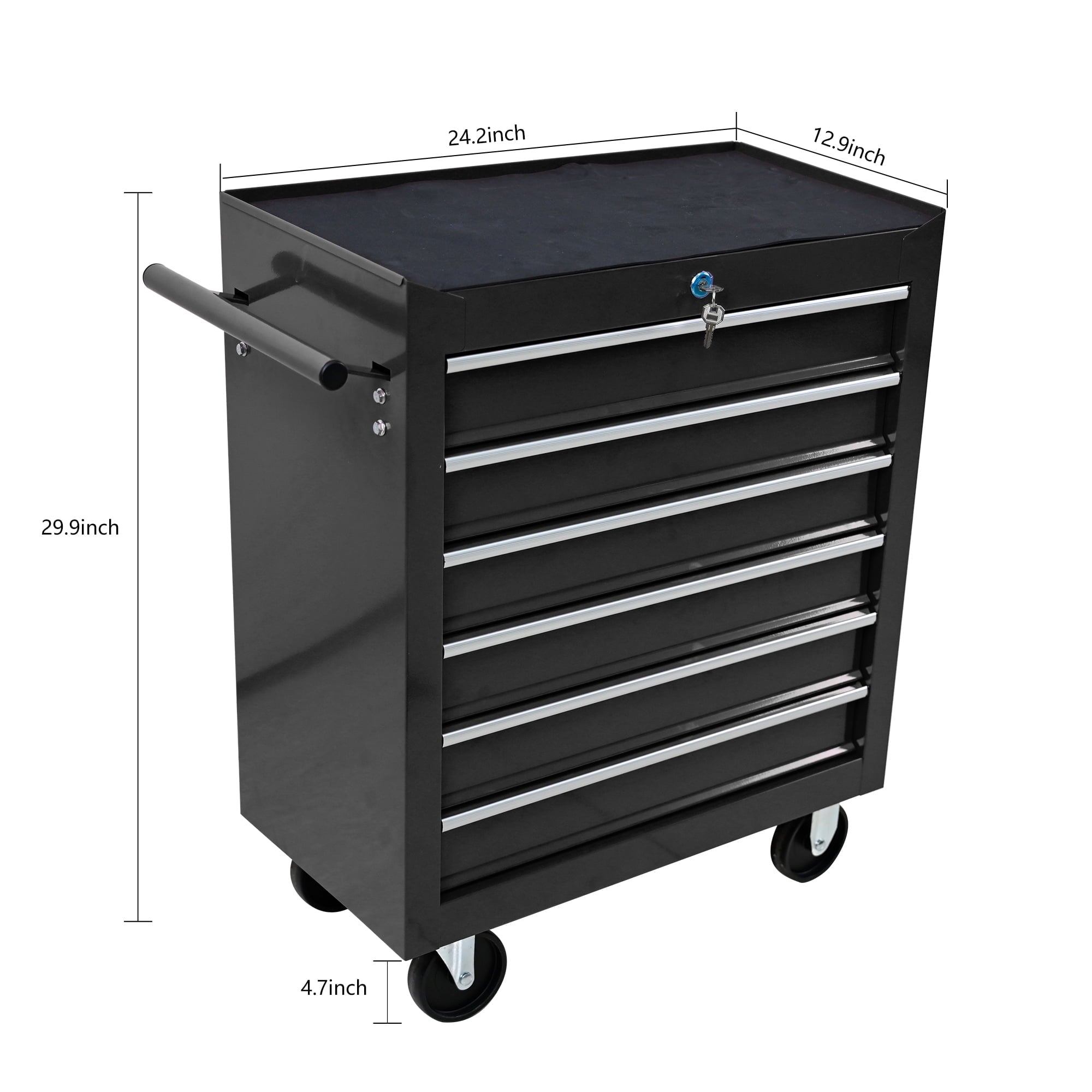 COOKCOK 6-Drawers Tool Cabinets On Wheels, Rolling Tool Chest With Drawers, Craftsman Tool Box With Keyed Locking System, Tool Storage Organizer For Warehouse, Garage, Workshop, Black
