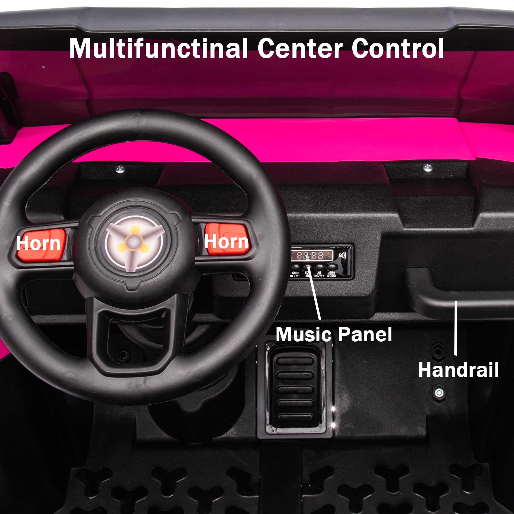 Track 7 24V Ride on Car, 2-Seater Ride On Dump Truck, 6 Wheels Electric Car with Remote Control, Music, Shift Lever, off-Road Ride on UTV, Pink